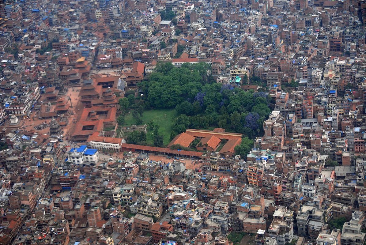 Kathmandu Patan Durbar Square 01 From Plane Patans Durbar Square is the heart of Patan and is filled with monuments, temples and statues, probably the best Newari architecture in Nepal. The square rose to prominence between 16C to 18C during the Malla period. On the right is the Patans Royal Palace.